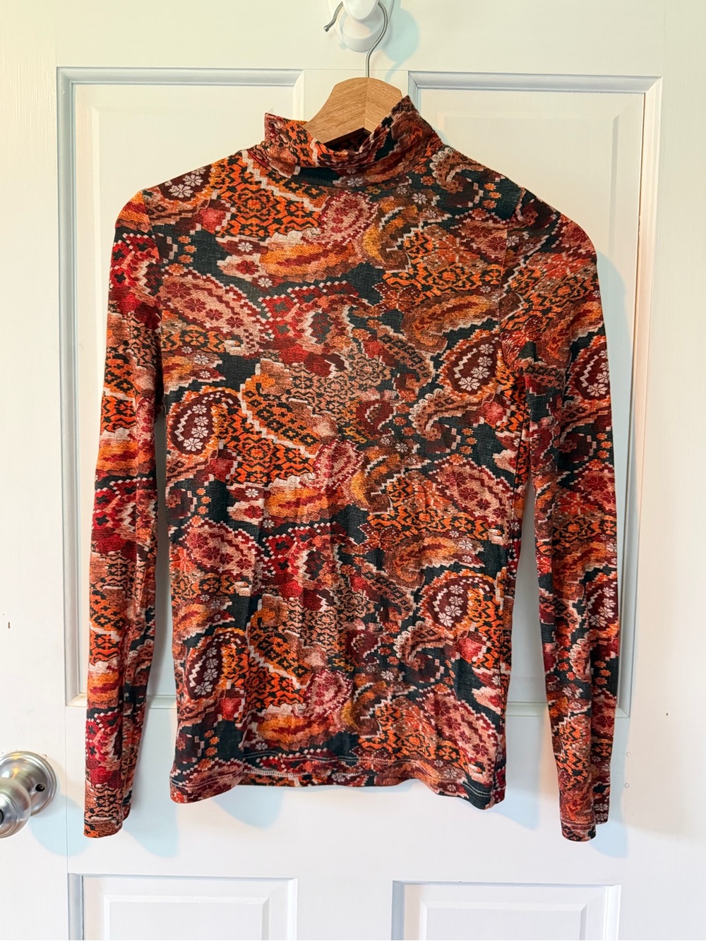 Chufy x Forever Patagonia Multicolor Paisley Turtleneck — Rust, Burgundy & Black